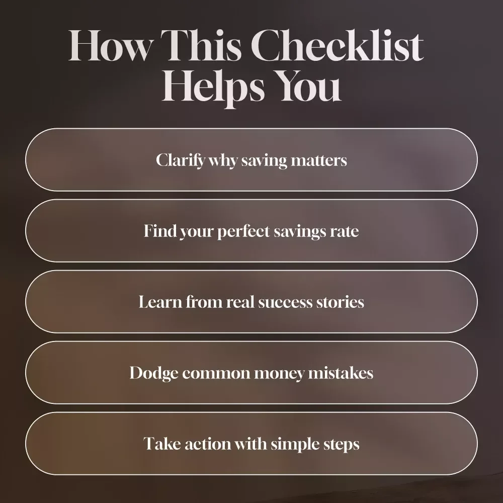 Your Personalized Savings Success Checklist: Master How Much to Save and Win Big | Digital Download | Money-Saving Guide | Financial Freedom Planner