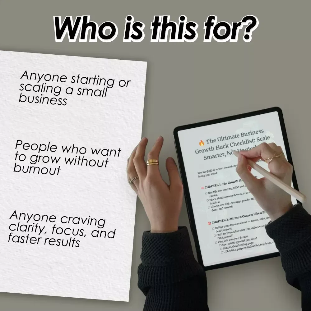 The Ultimate Business Growth Hack Checklist: Scale Smarter, Not Harder | Digital Download for Entrepreneurs & Small Business Owners | Business Growth Hacks
