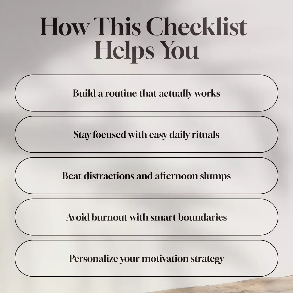 The Ultimate Work-From-Home Motivation Checklist: Your Step-by-Step Success Boost | Digital Productivity Guide | How to Motivate Yourself to Work From Home