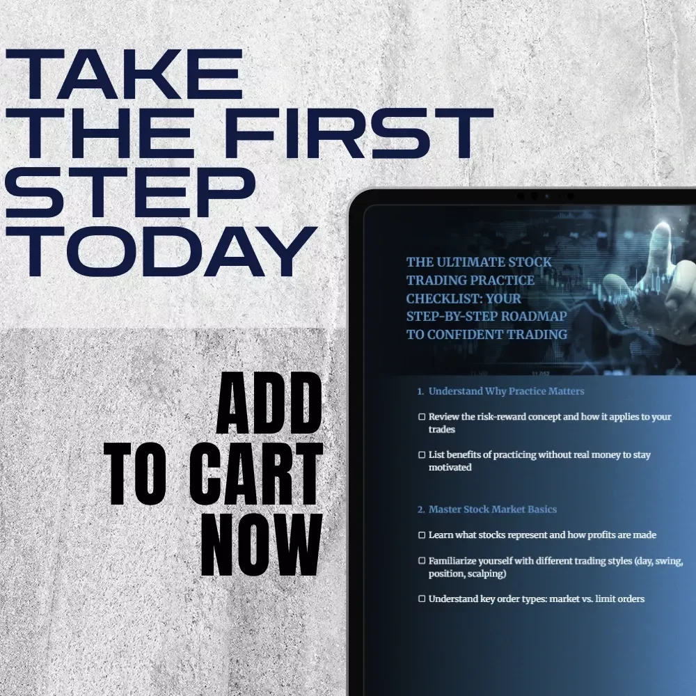 The Ultimate Stock Trading Practice Checklist: Your Step-by-Step Roadmap to Confident Trading | How to Practice Stock Trading Guide | Printable eBook + Bonus