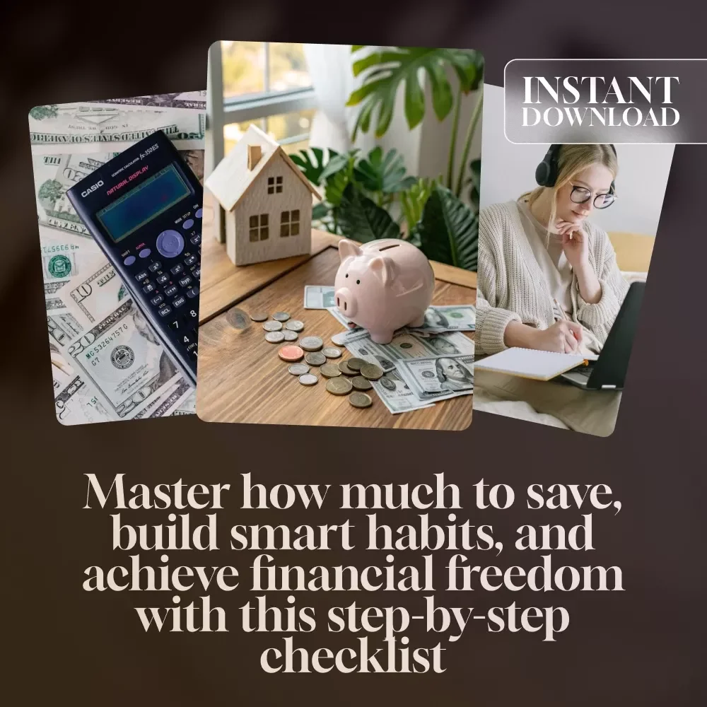 Your Personalized Savings Success Checklist: Master How Much to Save and Win Big | Digital Download | Money-Saving Guide | Financial Freedom Planner