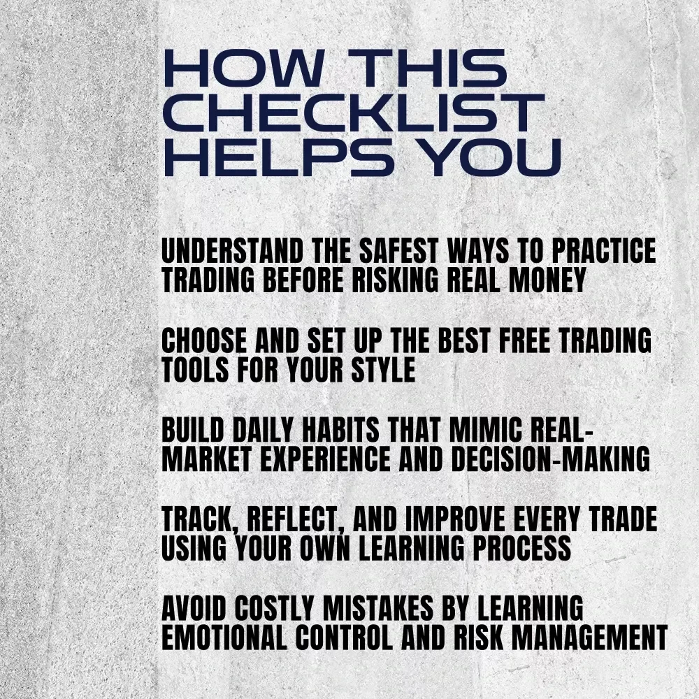 The Ultimate Stock Trading Practice Checklist: Your Step-by-Step Roadmap to Confident Trading | How to Practice Stock Trading Guide | Printable eBook + Bonus