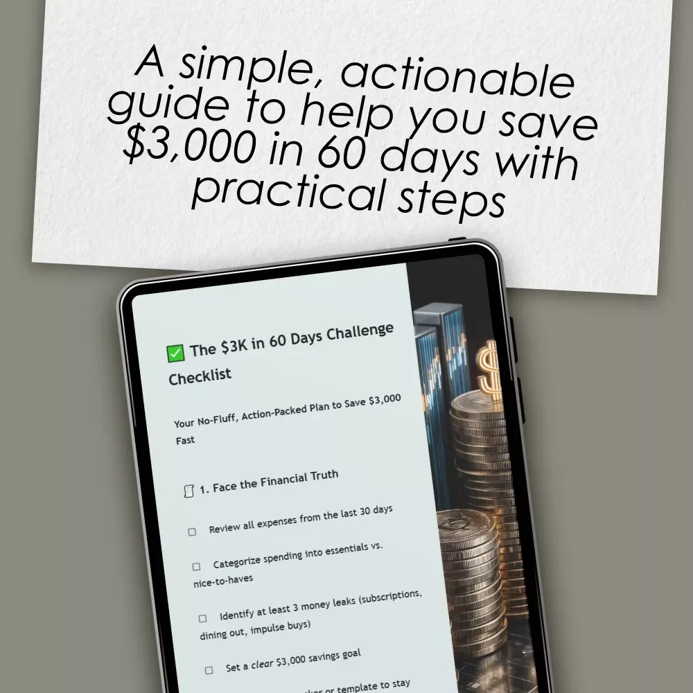 The $3K in 60 Days Challenge Checklist | How to Save $3,000 in 2 Months | Printable Budget & Savings Plan