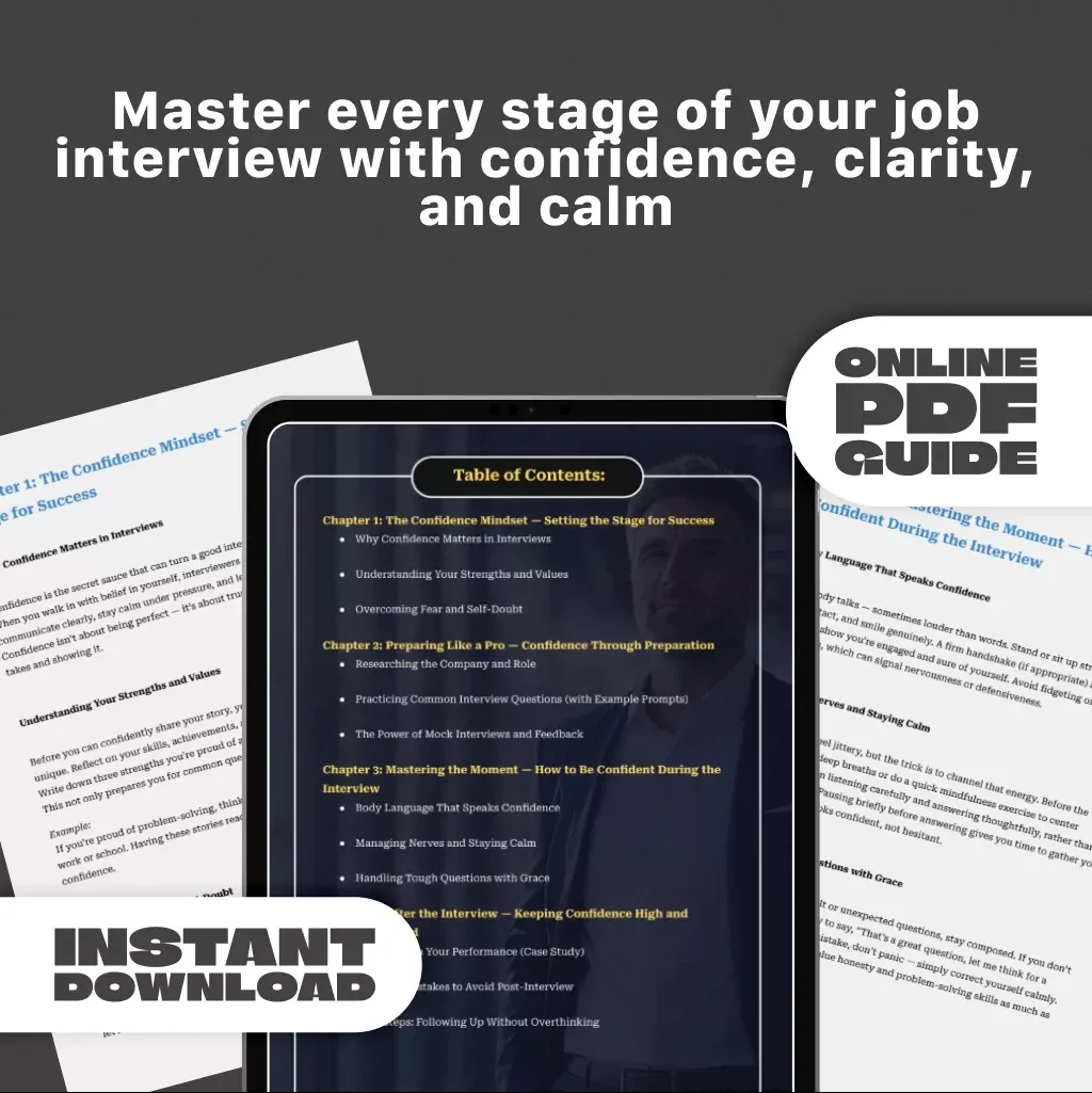 Own the Room: Your Ultimate Guide to Rocking Interview Confidence – How to Be Confident for Interview | Job Interview eBook PDF | Digital Download Guide