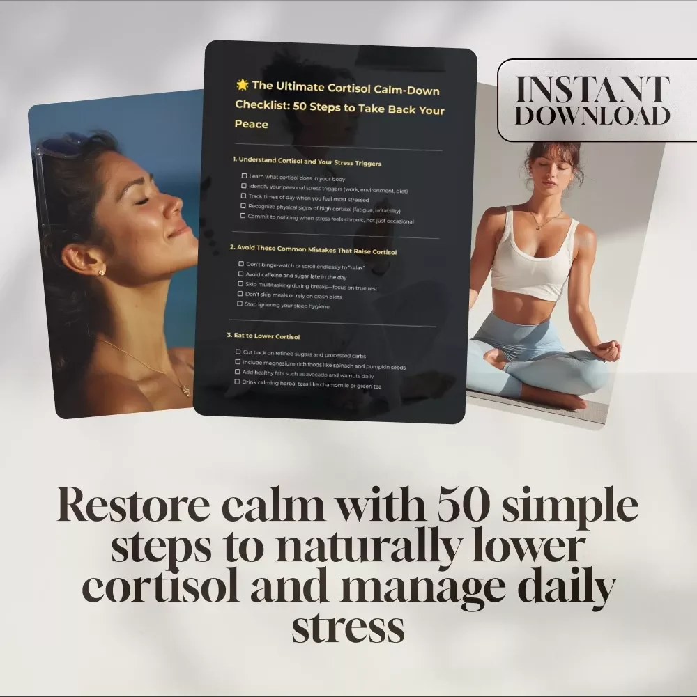 The Ultimate Cortisol Calm-Down Checklist: 50 Steps to Take Back Your Peace | Cortisol Reduction Guide, Stress Relief Digital Download, Calm Checklist