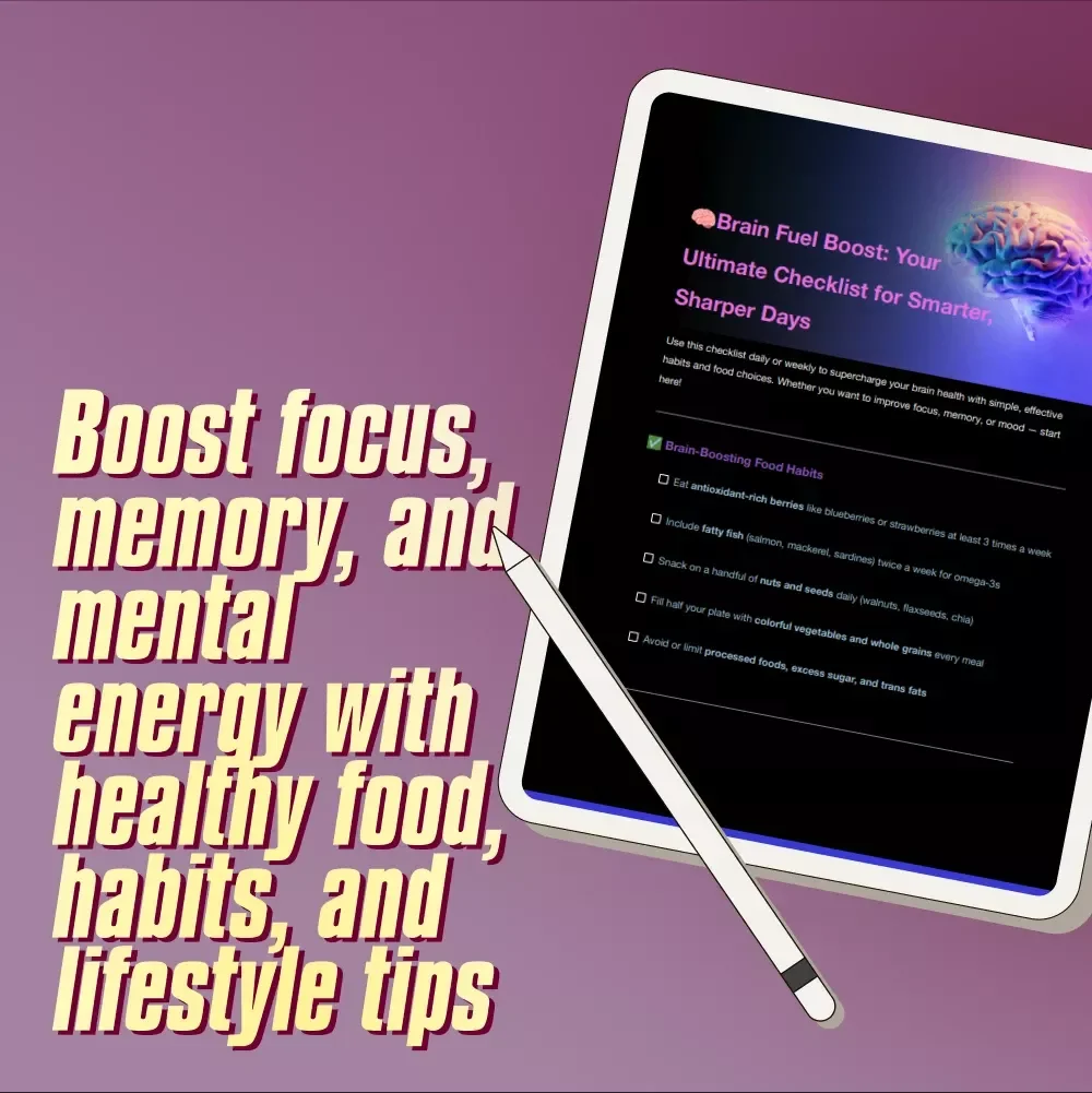 Brain Fuel Boost: Your Ultimate Checklist for Smarter, Sharper Days | Brain Health Food Guide | Digital Download for Eating Food Good for Brain