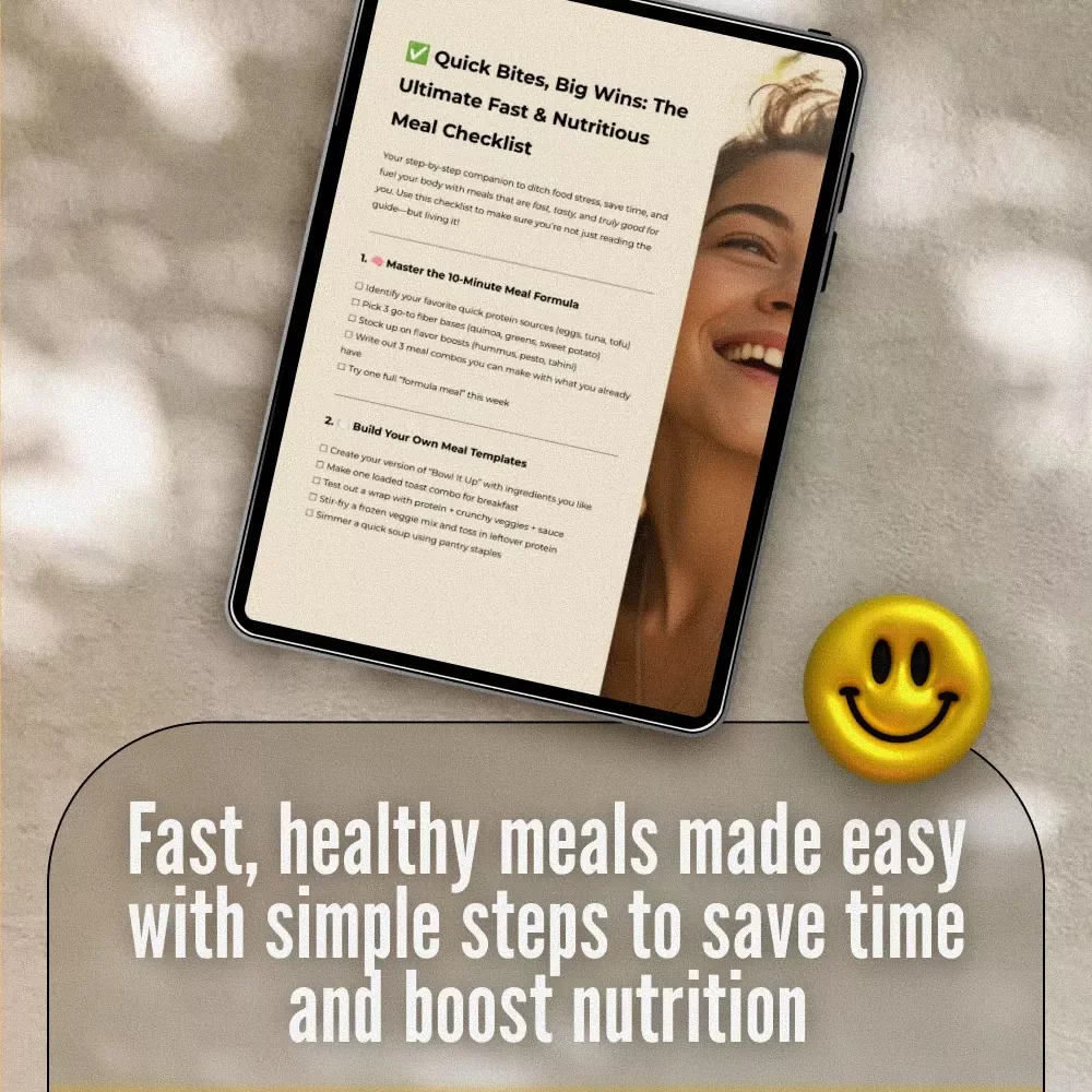 Quick Bites, Big Wins: The Ultimate Fast & Nutritious Meal Checklist | Quick Nutritious Meals Guide for Busy People | Digital Download Meal Prep Planner