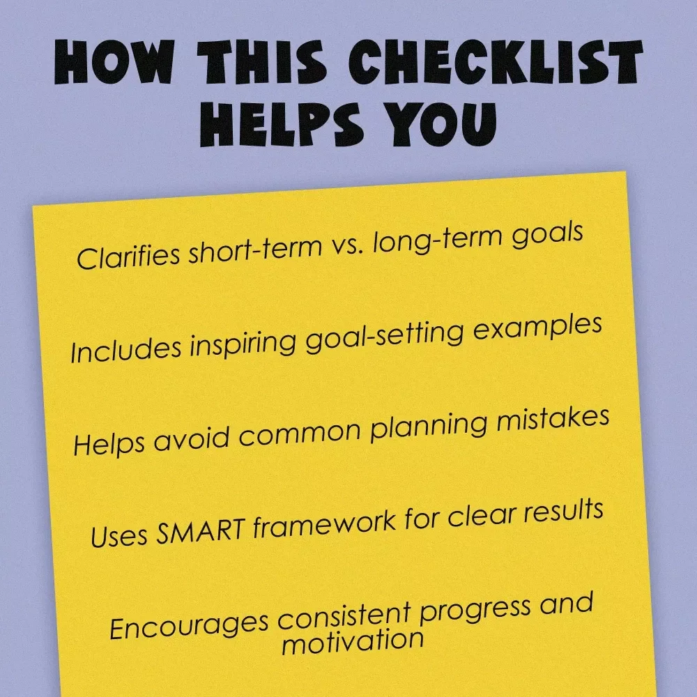 Your Academic Goals Success Checklist: Aim High and Achieve More! | Printable PDF | Goal Setting for Students | Examples of Academic Goals Included
