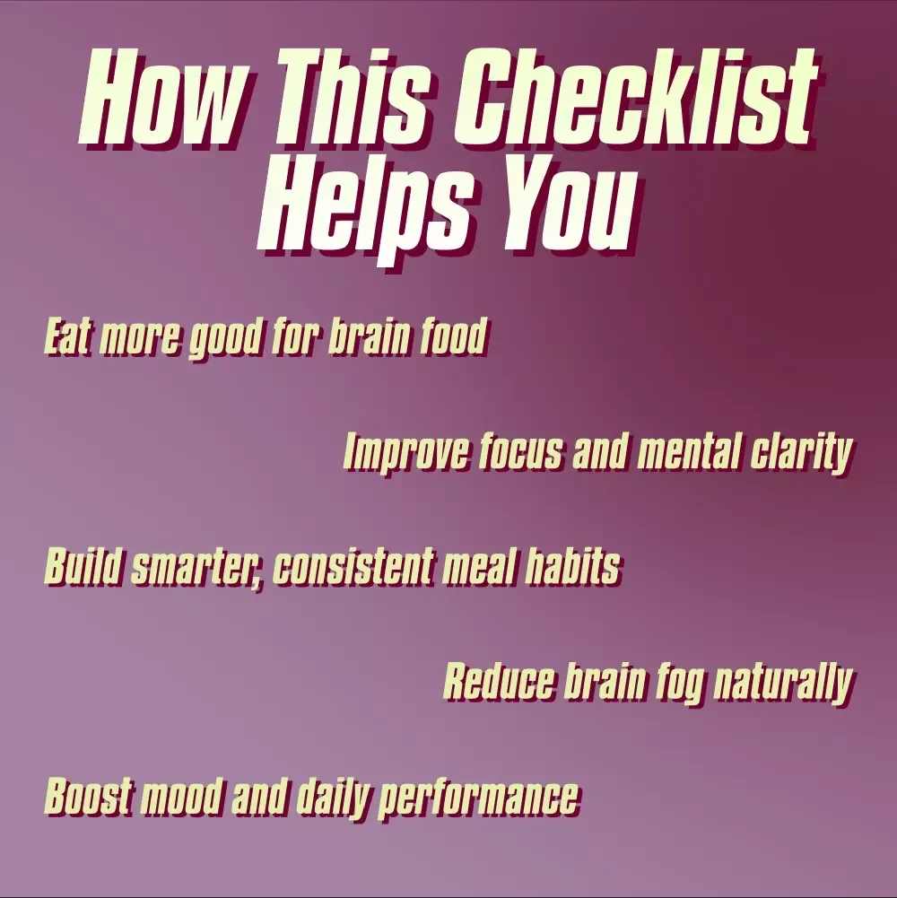 Brain Fuel Boost: Your Ultimate Checklist for Smarter, Sharper Days | Brain Health Food Guide | Digital Download for Eating Food Good for Brain