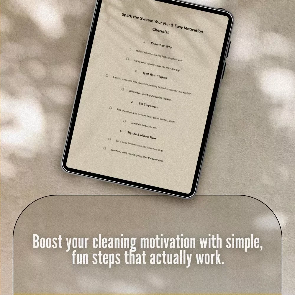 Spark the Sweep: Your Fun & Easy Motivation Checklist – Digital Download for How to Get Motivated to Clean, Boost Energy, and Build a Cleaning Routine