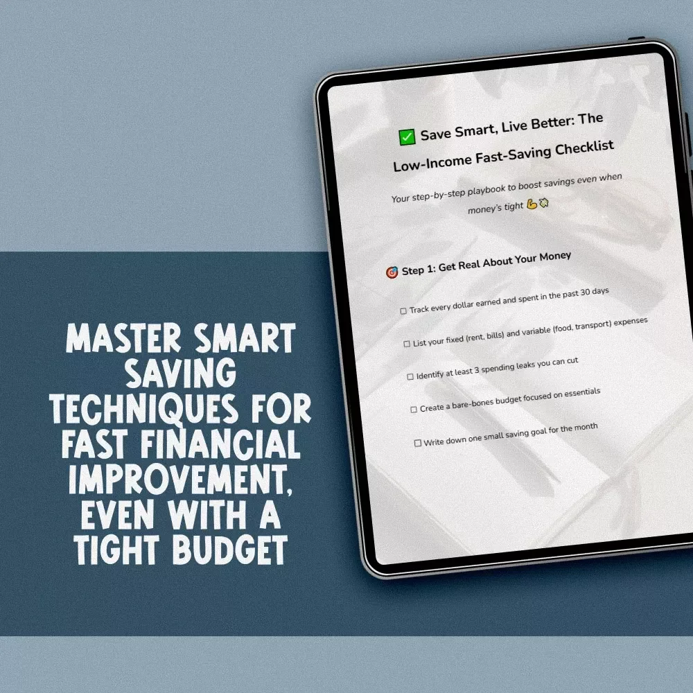 Save Smart, Live Better: The Low-Income Fast-Saving Checklist | Budget Planner | Save Money Fast on Low Income | Digital Download PDF