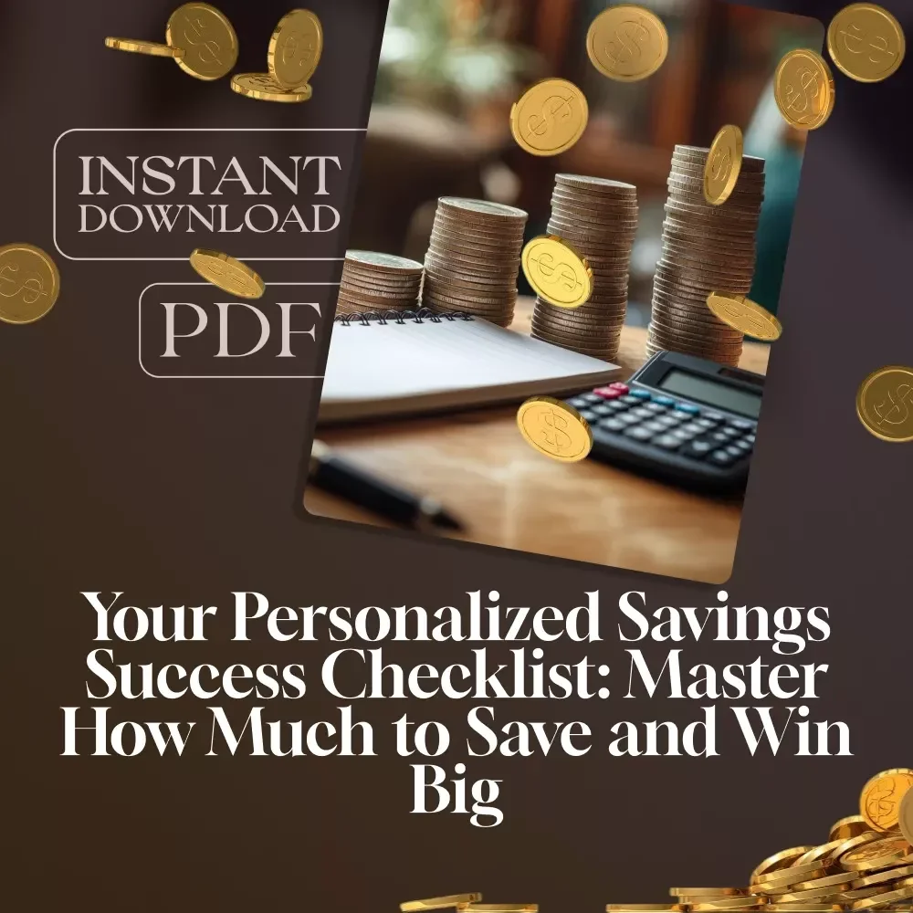Your Personalized Savings Success Checklist: Master How Much to Save and Win Big | Digital Download | Money-Saving Guide | Financial Freedom Planner