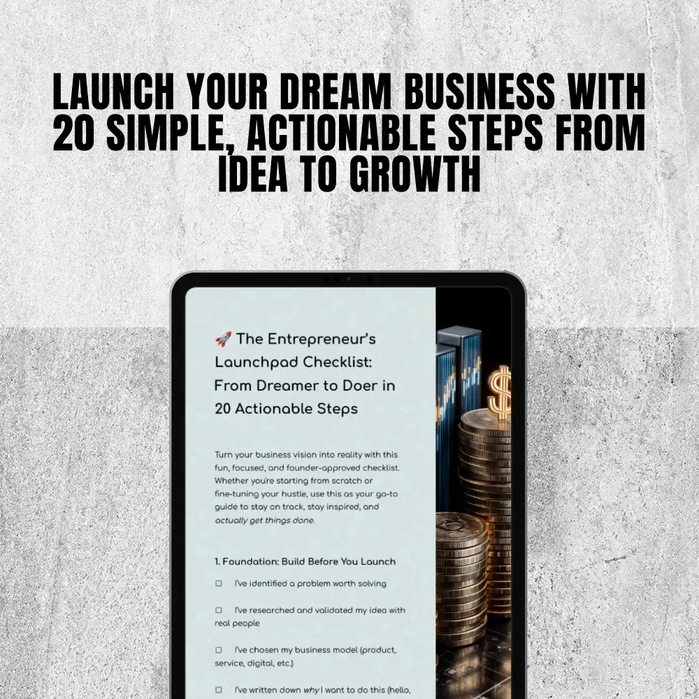 The Entrepreneur’s Launchpad Checklist: From Dreamer to Doer in 20 Actionable Steps | Steps to Entrepreneurial Success | Startup eBook Checklist | Digital Download
