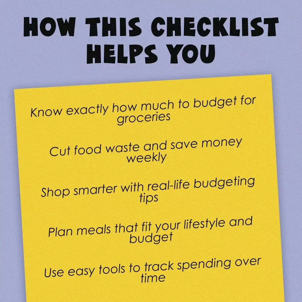 Solo Grocery Budgeting Made Simple: Your Fun & Easy Grocery Budget Checklist | Digital Download for How Much to Budget for Groceries for 1