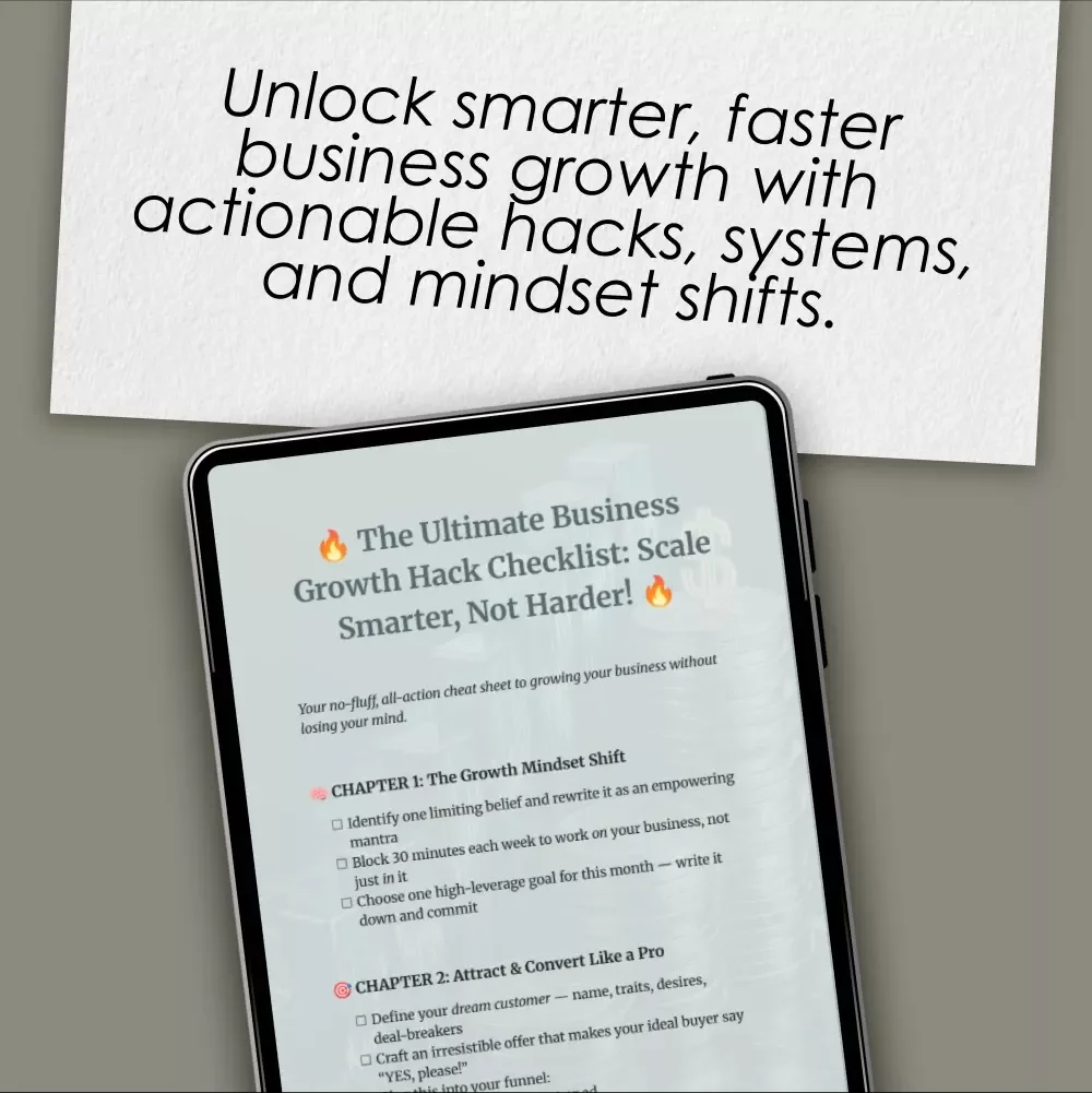 The Ultimate Business Growth Hack Checklist: Scale Smarter, Not Harder | Digital Download for Entrepreneurs & Small Business Owners | Business Growth Hacks