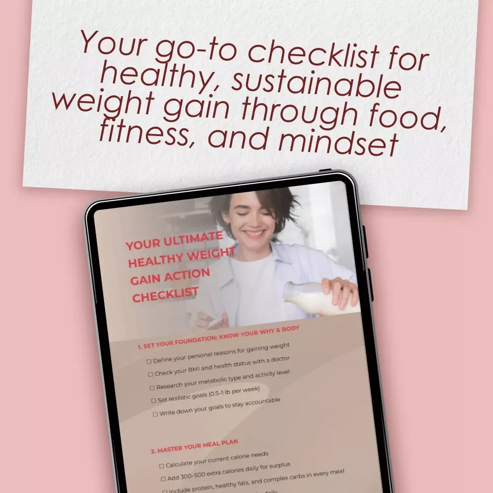 Your Ultimate Healthy Weight Gain Action Checklist – Printable Digital Download | How to Gain Weight Healthily PDF Guide