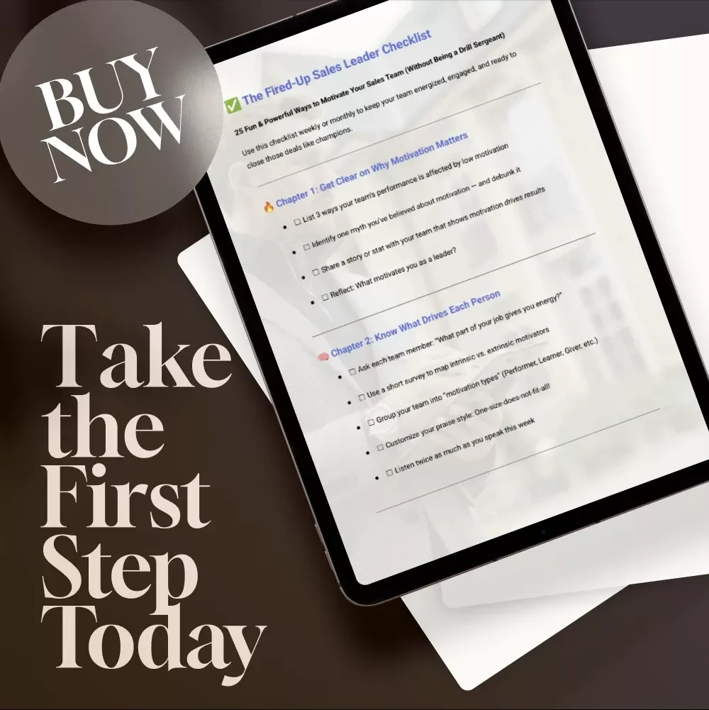 The Fired-Up Sales Leader Checklist | 25 Proven Ways to Motivate Sales Team | Sales Motivation Guide for Managers | Digital Download