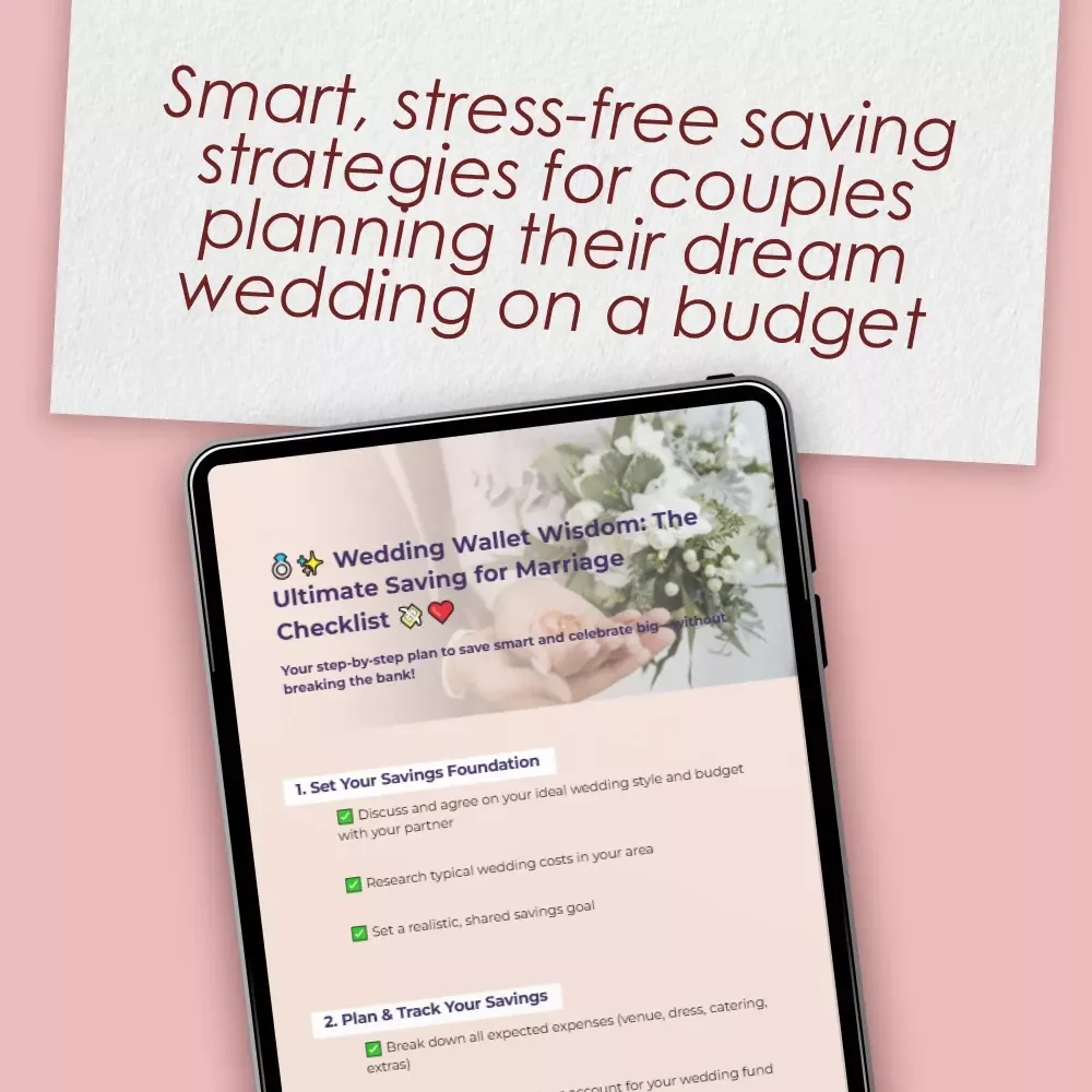 Wedding Wallet Wisdom: The Ultimate Saving for Marriage Checklist | Budget-Friendly Wedding Planner | Digital Download to Start Saving Money for Marriage