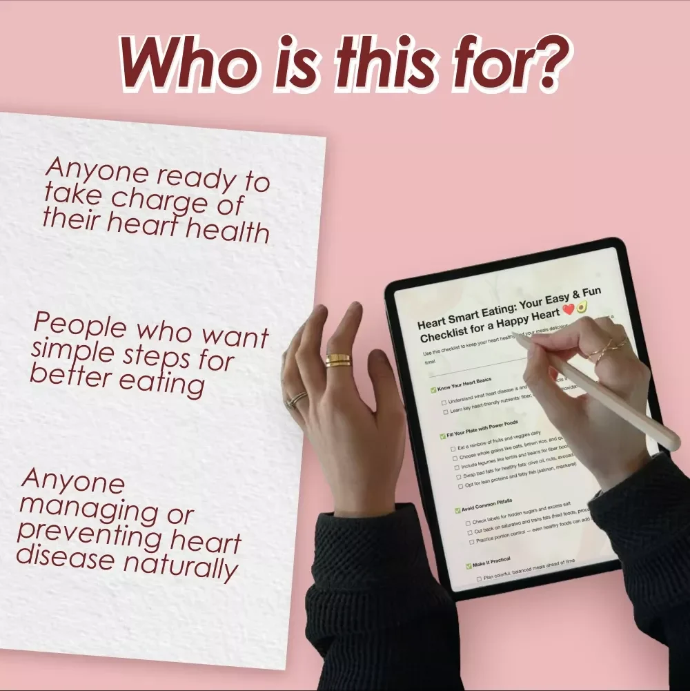 Heart Smart Eating: Your Easy & Fun Checklist for a Happy Heart | Digital Download for Best Food for Heart Disease, eBook, Guide & Healthy Living PDF
