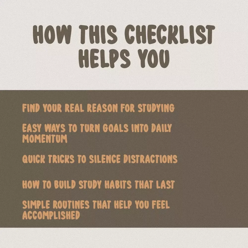 The Study Spark Checklist: 15 Quick Wins to Fire Up Your Motivation | Study Motivation Checklist | How Do I Get Motivated to Study PDF Guide