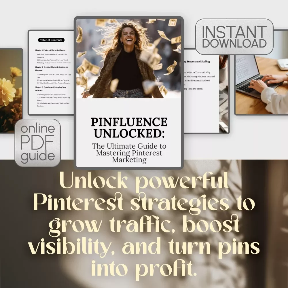 Pinfluence Unlocked: The Ultimate Guide to Mastering Pinterest Marketing | Pinterest Marketing Guide for Entrepreneurs, Bloggers & Small Businesses | Digital Download