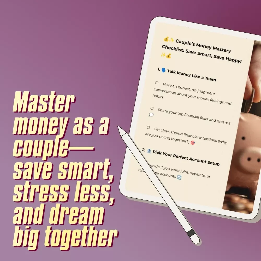 Couple’s Money Mastery Checklist: Save Smart, Save Happy | Best Way to Save Money as a Couple | Digital Download Budget & Finance Planner