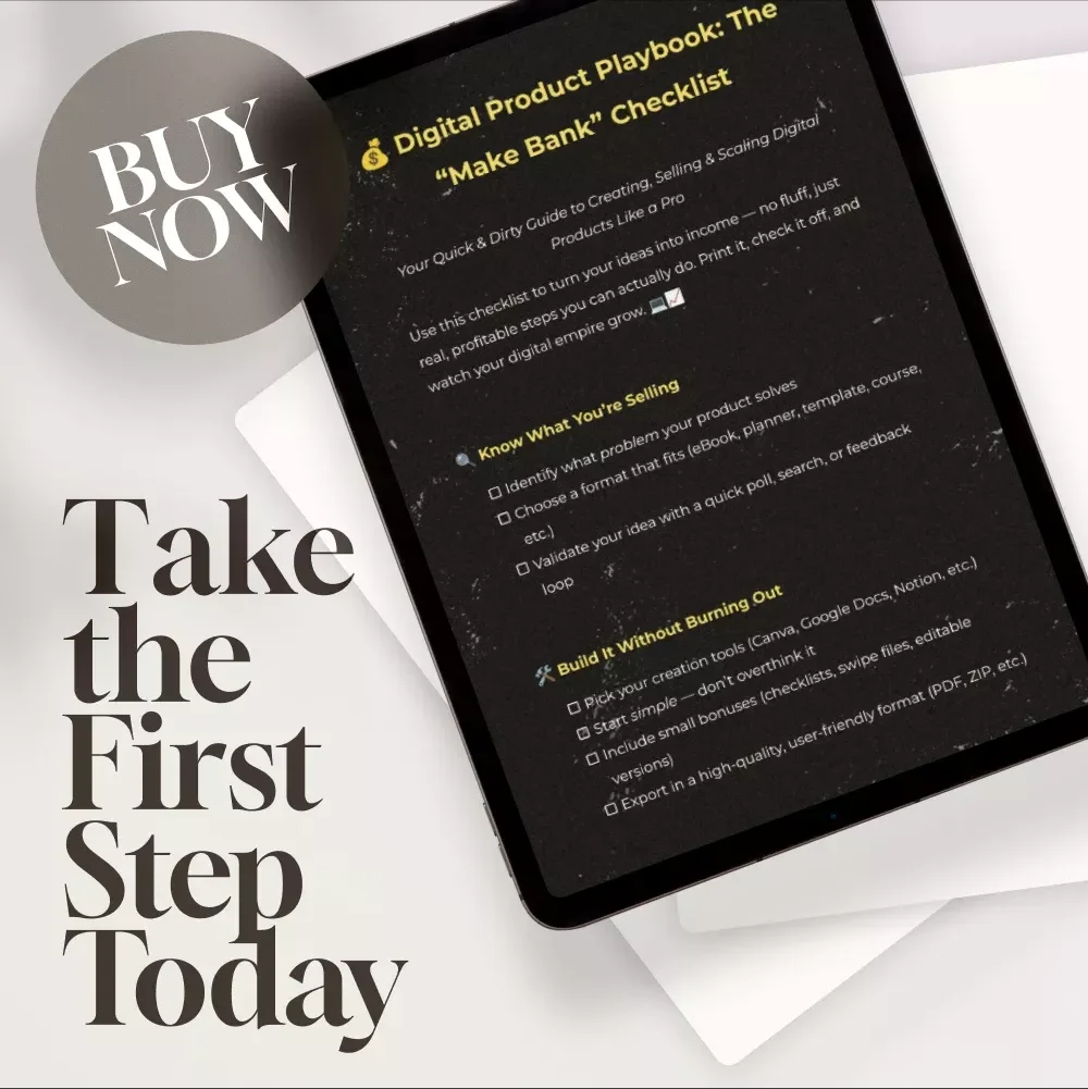 Digital Product Playbook: The “Make Bank” Checklist | How to Make Bank with Digital Products | Printable eCommerce Guide & Seller Checklist
