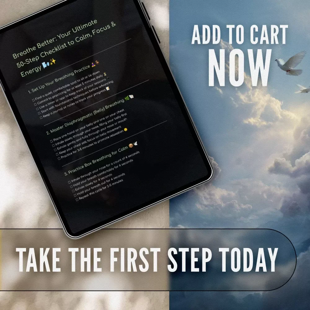 Breathe Better: Your Ultimate 50-Step Checklist to Calm, Focus & Energy | Breathing Exercise Guide | Digital Download for Relaxation, Clarity & Mindfulness