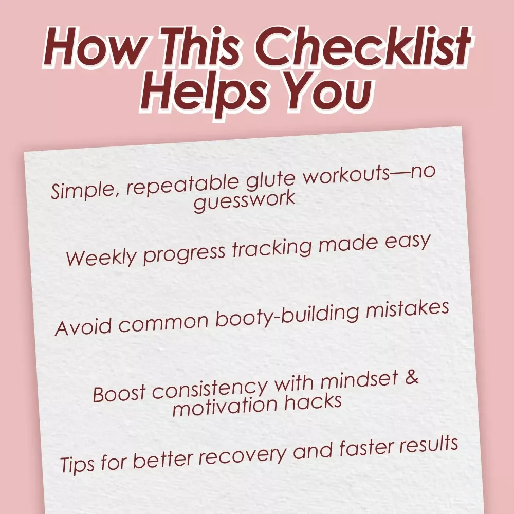 Booty Goals Checklist: Your No-Fluff Guide to Glute Greatness | Glute Workout Routine, Digital Fitness Guide, Printable Booty Workout Checklist