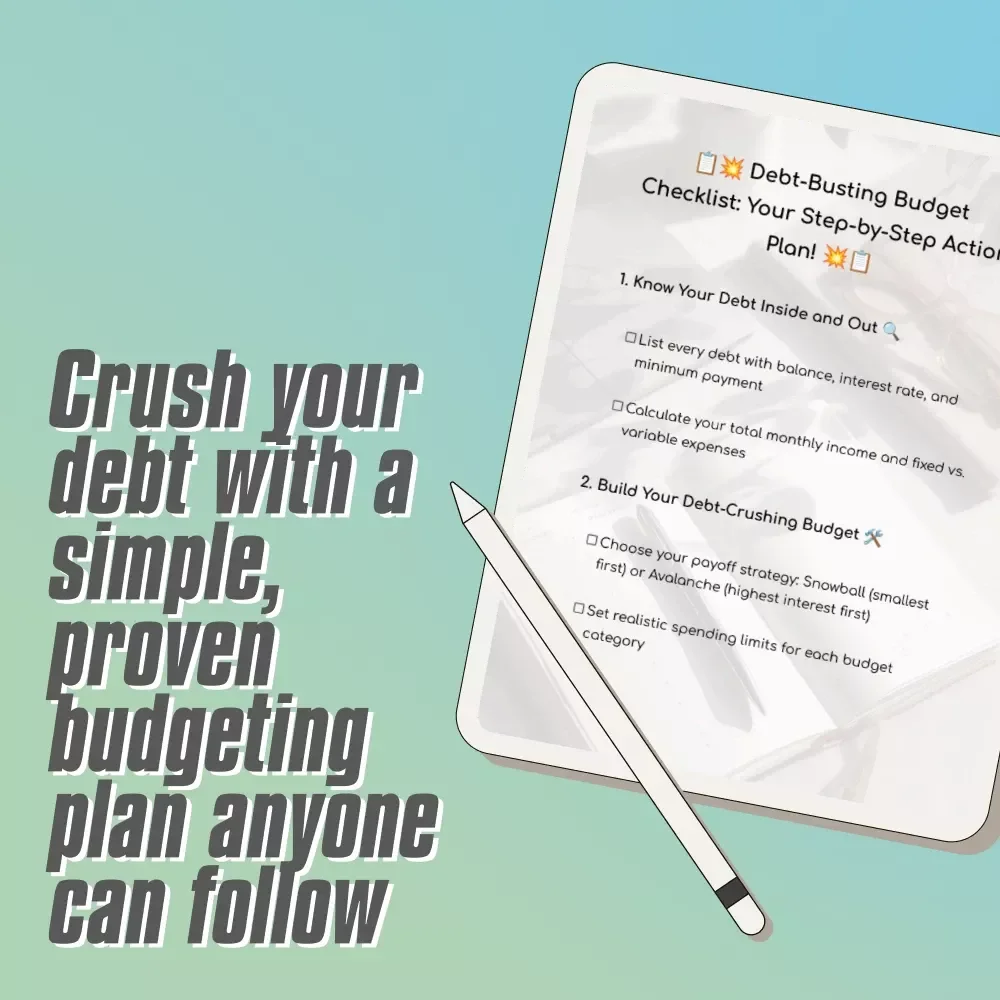 Debt-Busting Budget Checklist: Your Step-by-Step Action Plan | How to Create a Budget to Pay Off Debt | Printable Financial Planner | Digital Download