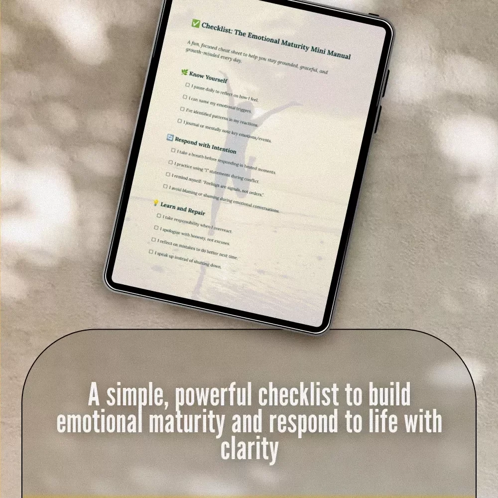 Checklist: The Emotional Maturity Mini Manual | Develop Emotional Maturity | Printable Self-Growth Guide PDF