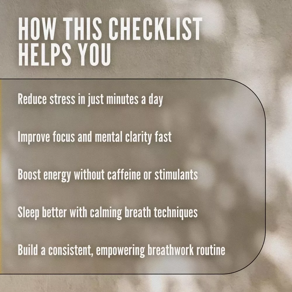 Breathe Better: Your Ultimate 50-Step Checklist to Calm, Focus & Energy | Breathing Exercise Guide | Digital Download for Relaxation, Clarity & Mindfulness