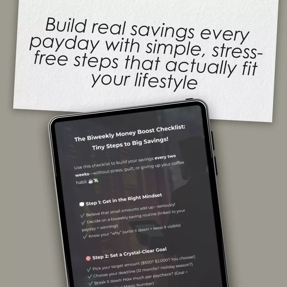 The Biweekly Money Boost Checklist: Tiny Steps to Big Savings | Save Money Biweekly | Digital Download Checklist