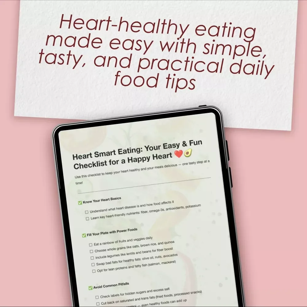 Heart Smart Eating: Your Easy & Fun Checklist for a Happy Heart | Digital Download for Best Food for Heart Disease, eBook, Guide & Healthy Living PDF