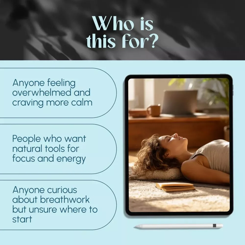 Just Breathe: A Simple Guide to Calm, Focus & Energy Through Breathing Exercises | Digital Download Breathing Exercise Guide for Stress Relief, Focus, and Energy