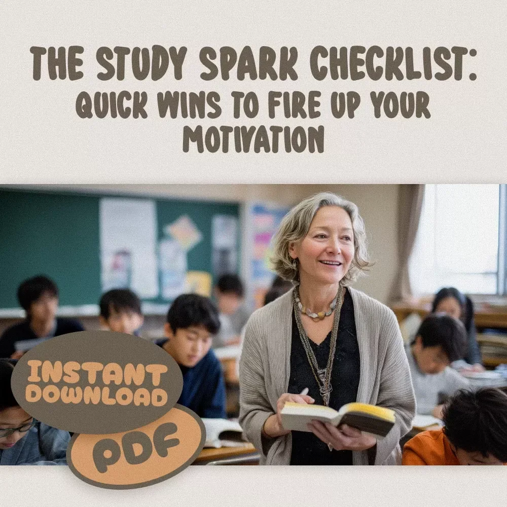 The Study Spark Checklist: 15 Quick Wins to Fire Up Your Motivation | Study Motivation Checklist | How Do I Get Motivated to Study PDF Guide