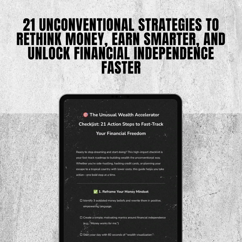 The Unusual Wealth Accelerator Checklist: 21 Action Steps to Fast-Track Your Financial Freedom | Digital Download for Financial Freedom Seekers