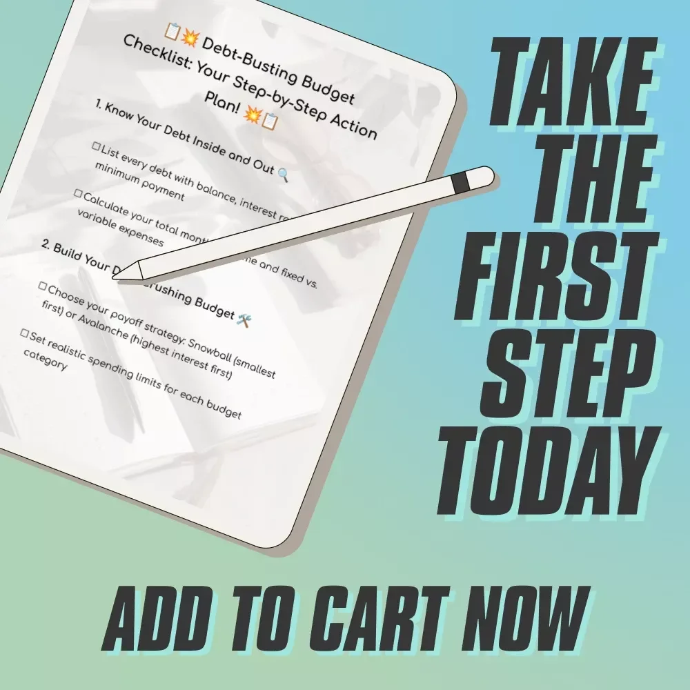 Debt-Busting Budget Checklist: Your Step-by-Step Action Plan | How to Create a Budget to Pay Off Debt | Printable Financial Planner | Digital Download