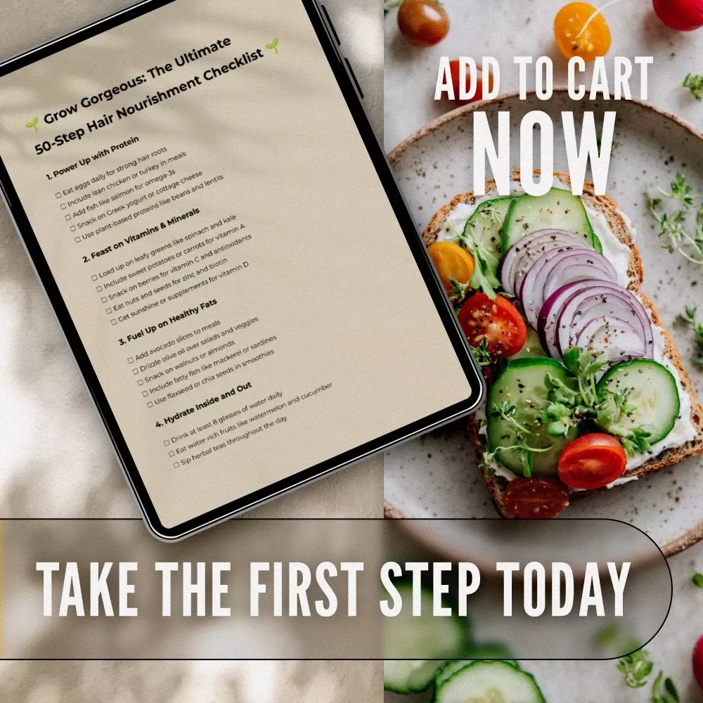 Grow Gorgeous: The Ultimate 50-Step Hair Nourishment Checklist | Digital Download for Healthy Hair | Hair Growth Food Guide | Vitamins for Hair | Checklist for Hair Health