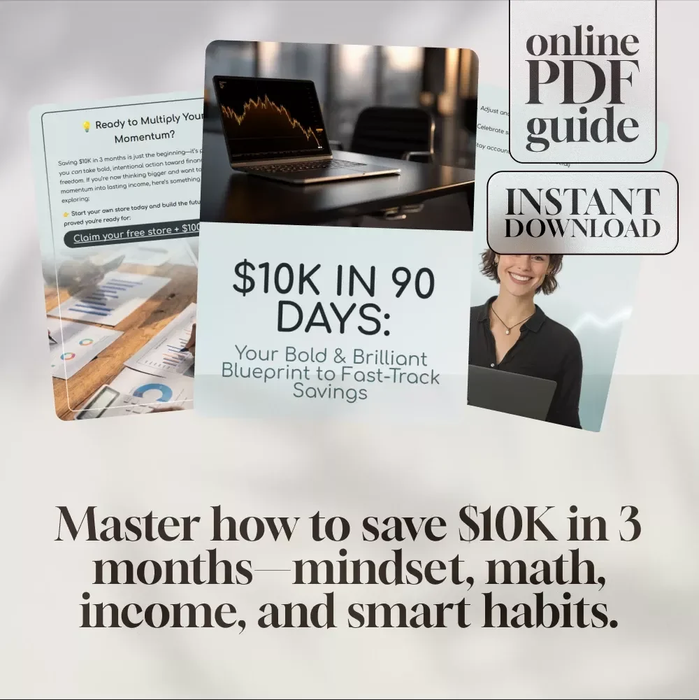 $10K in 90 Days: Your Bold & Brilliant Blueprint to Fast-Track Savings | How to Save $10K in 3 Months Guide | Digital Download eBook & Action Plan