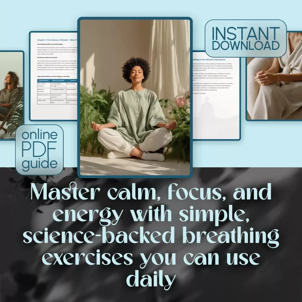 Just Breathe: A Simple Guide to Calm, Focus & Energy Through Breathing Exercises | Digital Download Breathing Exercise Guide for Stress Relief, Focus, and Energy