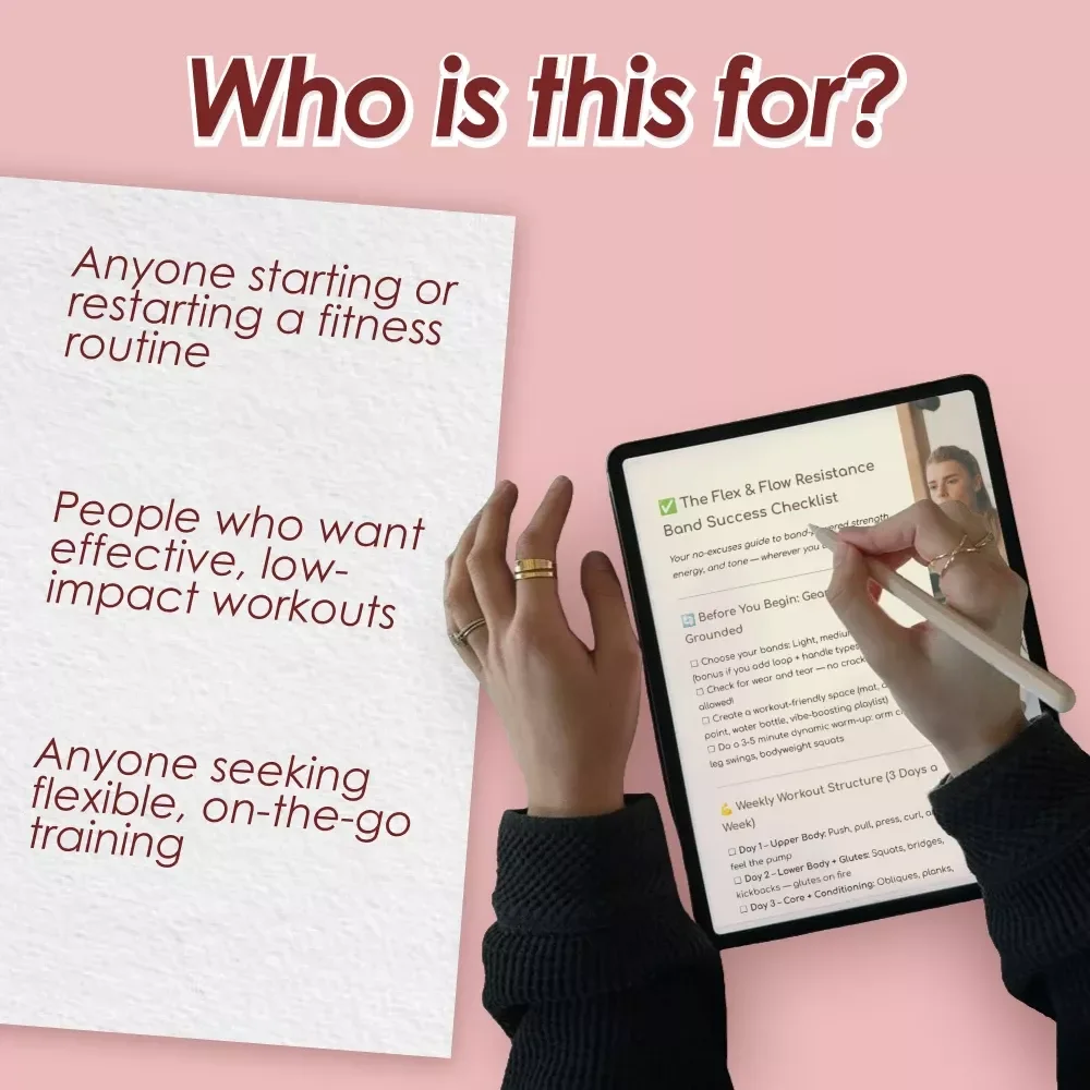 The Flex & Flow Resistance Band Success Checklist | Printable Resistance Band Workout Routine Guide | Fitness Tracker PDF for Women & Men
