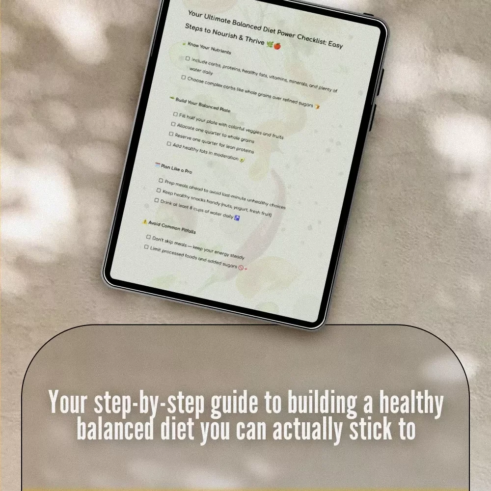 Your Ultimate Balanced Diet Power Checklist: Easy Steps to Nourish & Thrive | Healthy Balanced Diet Printable Guide for Wellness & Nutrition | Digital Download