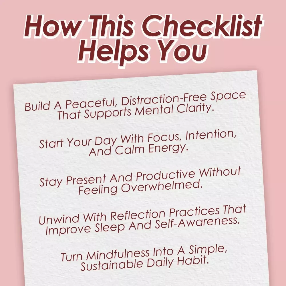 Mindfulness Day Made Easy: Your Action-Packed Checklist for Calm & Clarity | Digital Download Checklist for a Peaceful, Productive Mindfulness Day