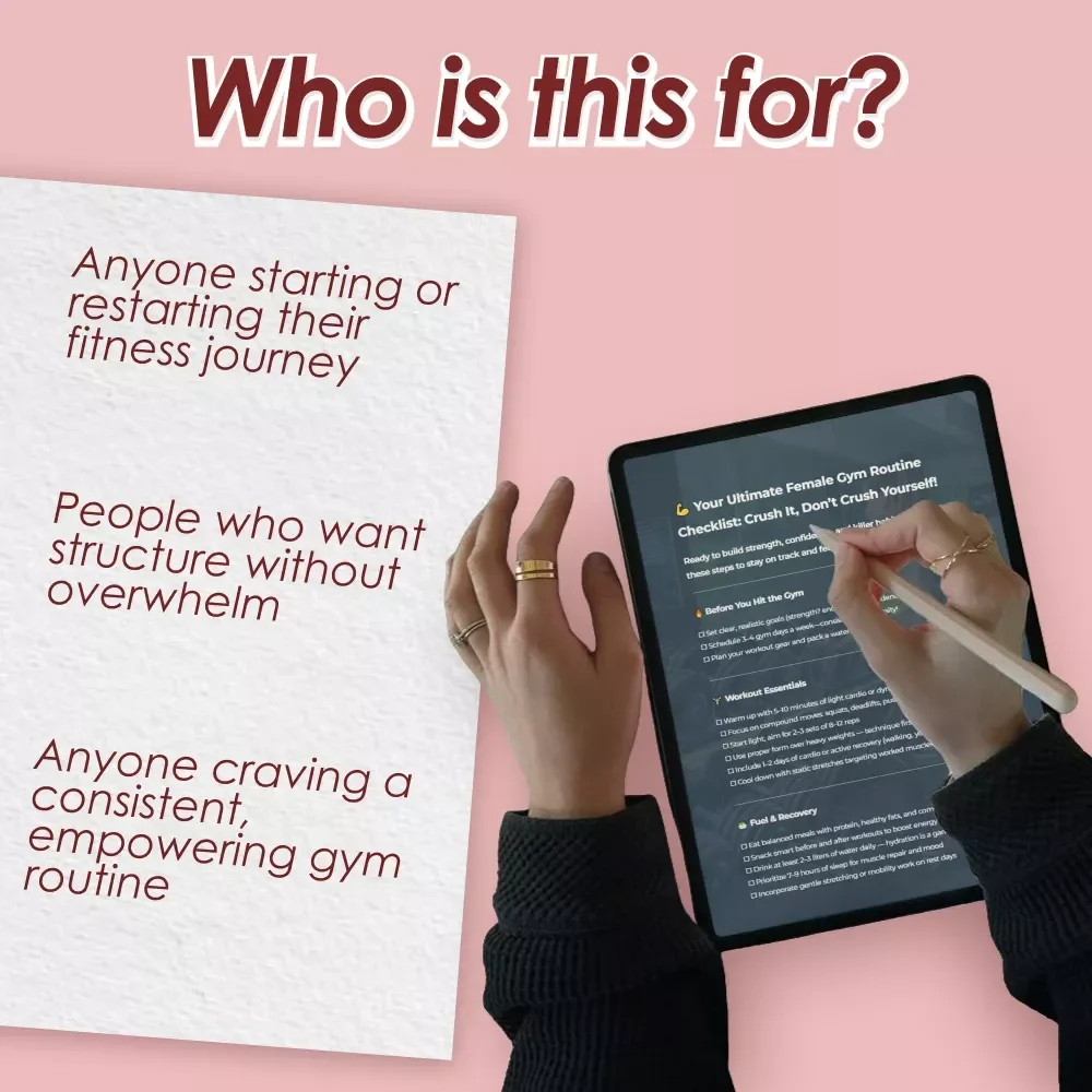 Your Ultimate Female Gym Routine Checklist: Crush It, Don’t Crush Yourself | Printable Fitness Planner | Female Gym Routine Tracker | Digital Download