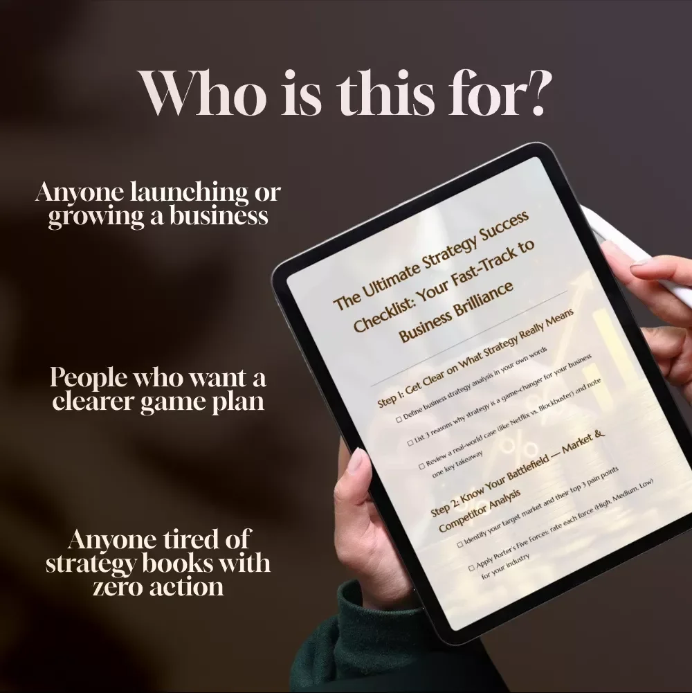 The Ultimate Strategy Success Checklist: Your Fast-Track to Business Brilliance | Business Strategy Analysis Guide | Essential Steps for Success | Digital Download for Entrepreneurs