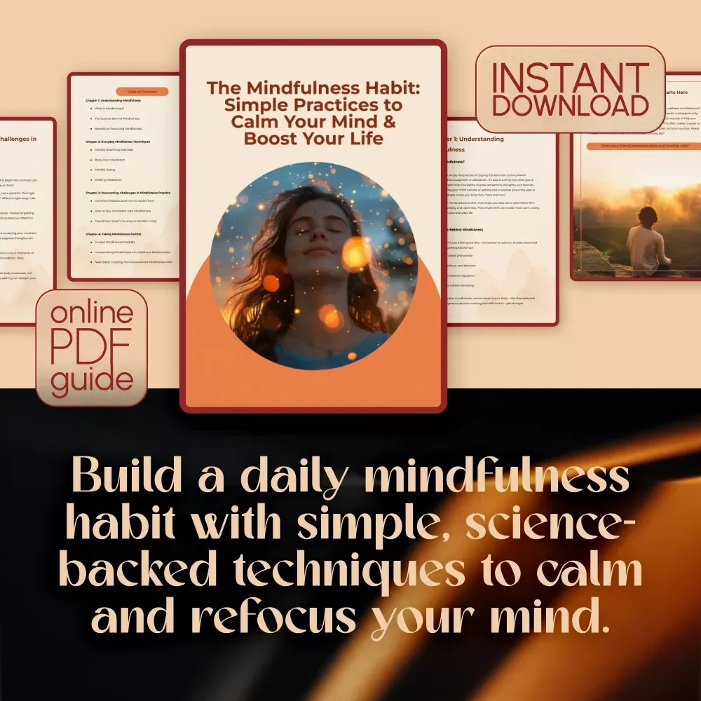 The Mindfulness Habit: Simple Practices to Calm Your Mind & Boost Your Life | Digital Guide to Mindful Living, Ways to Practice Mindfulness Daily, eBook PDF Download