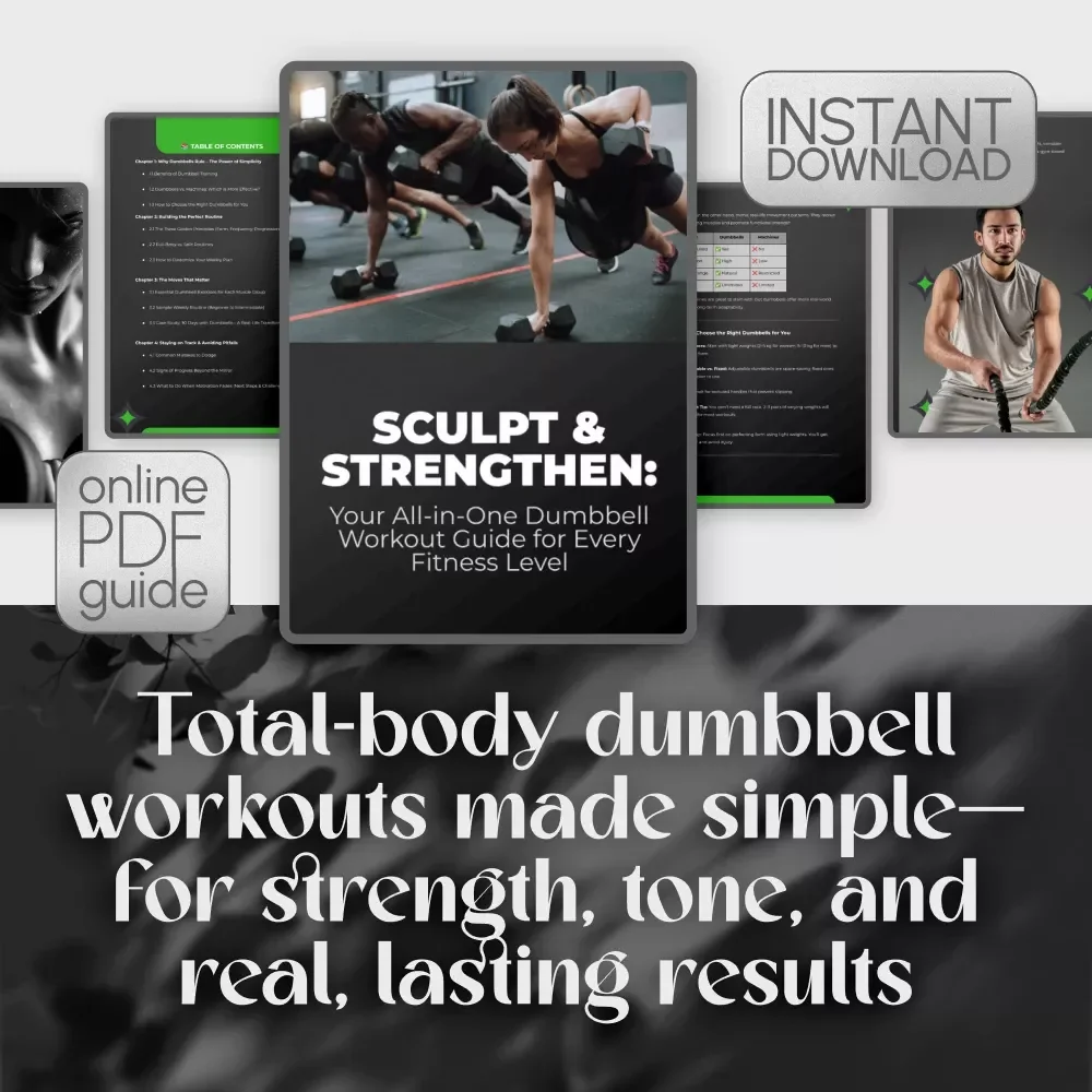 Sculpt & Strengthen: Your All-in-One Dumbbell Workout Guide for Every Fitness Level | Printable Digital Download | Dumbbell Workout Routine eBook PDF
