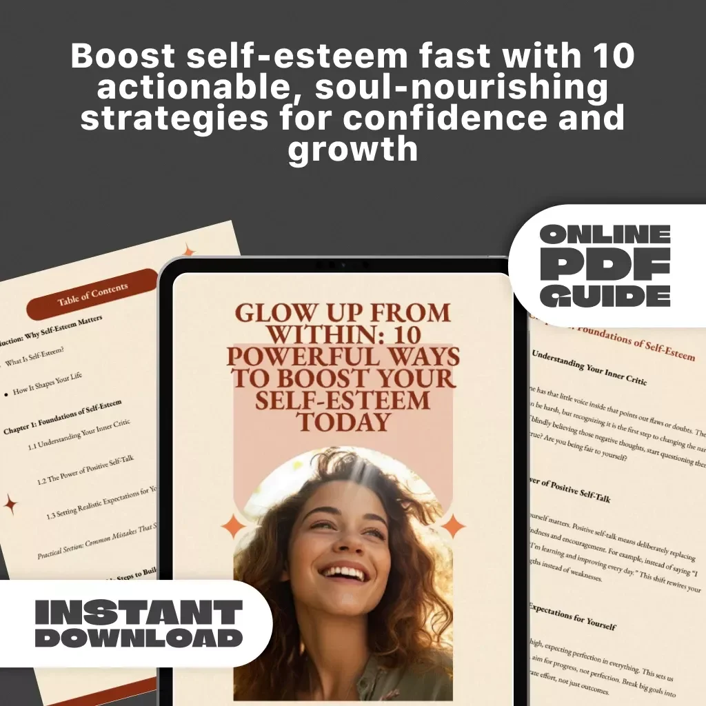 Glow Up from Within: 10 Powerful Ways to Boost Your Self-Esteem Today | Digital Guide | 10 Things to Boost Your Self Esteem | Self-Esteem eBook