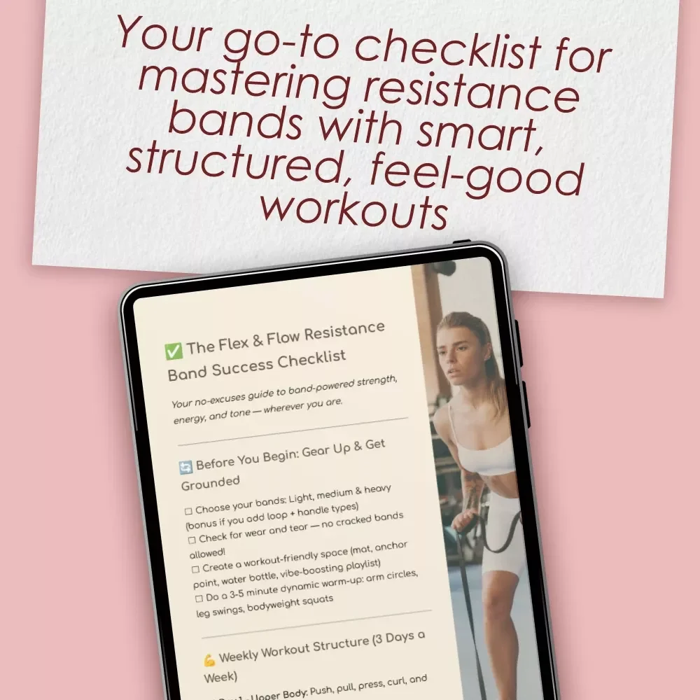 The Flex & Flow Resistance Band Success Checklist | Printable Resistance Band Workout Routine Guide | Fitness Tracker PDF for Women & Men